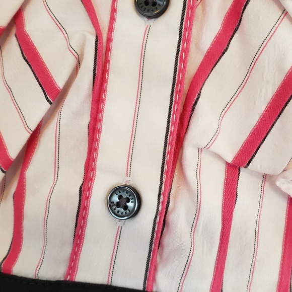 Express Dress Beautiful Ruffled Collar and Front Pink White Stripes Dress - Picture 9 of 12